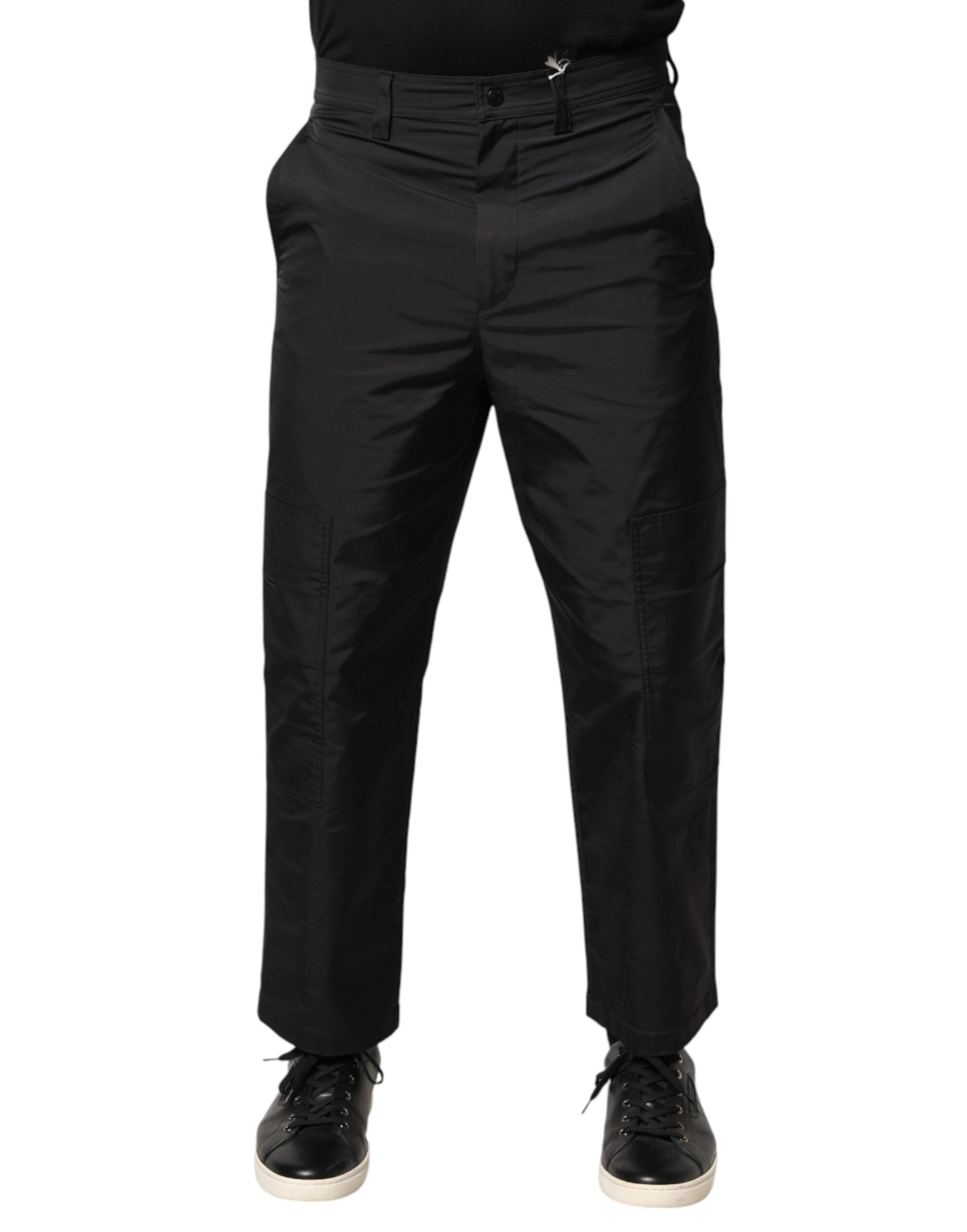 Valentino Black Mid Waist Men Tapered Dress Trouser Pants Valentino
