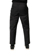 Valentino Black Mid Waist Men Tapered Dress Trouser Pants Valentino