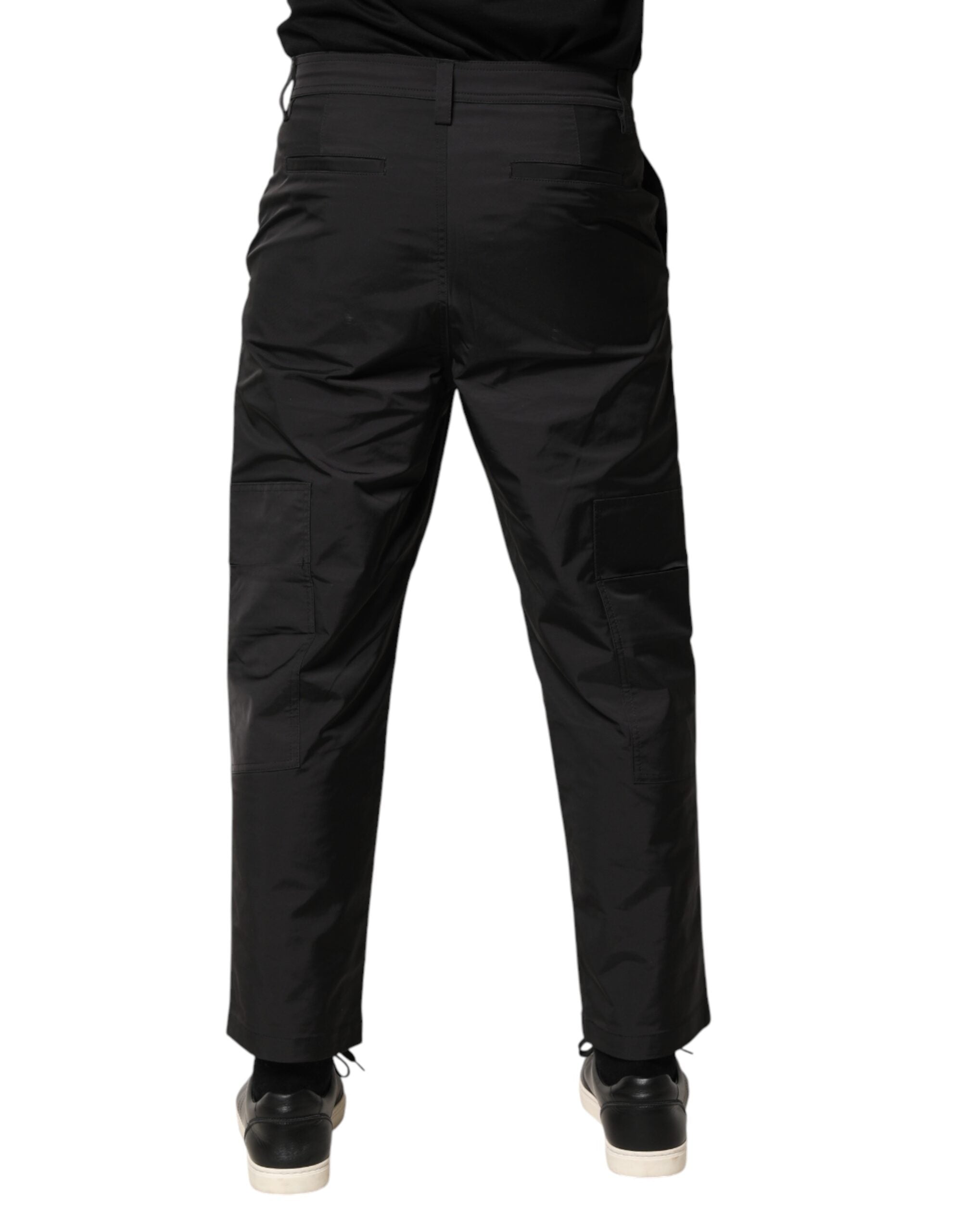 Valentino Black Mid Waist Men Tapered Dress Trouser Pants Valentino