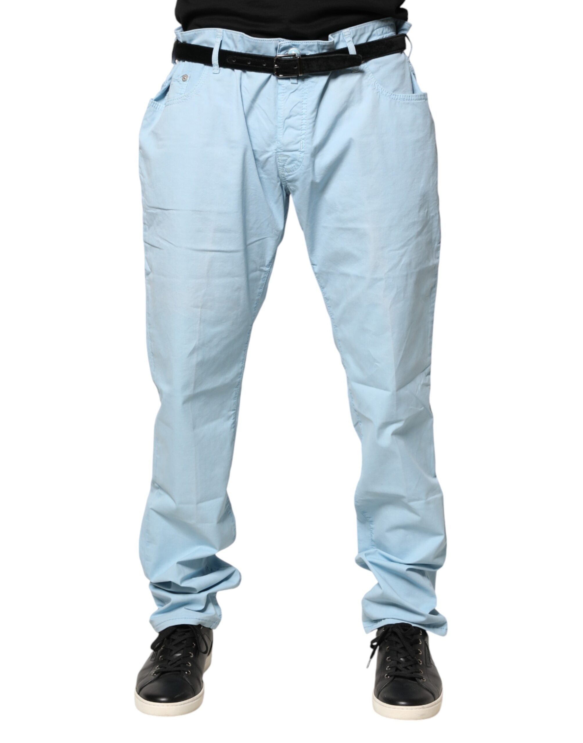 Jacob Cohen Light Blue Cotton Straight Fit Men Denim Jeans Jacob Cohen