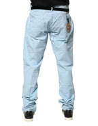 Jacob Cohen Light Blue Cotton Straight Fit Men Denim Jeans Jacob Cohen