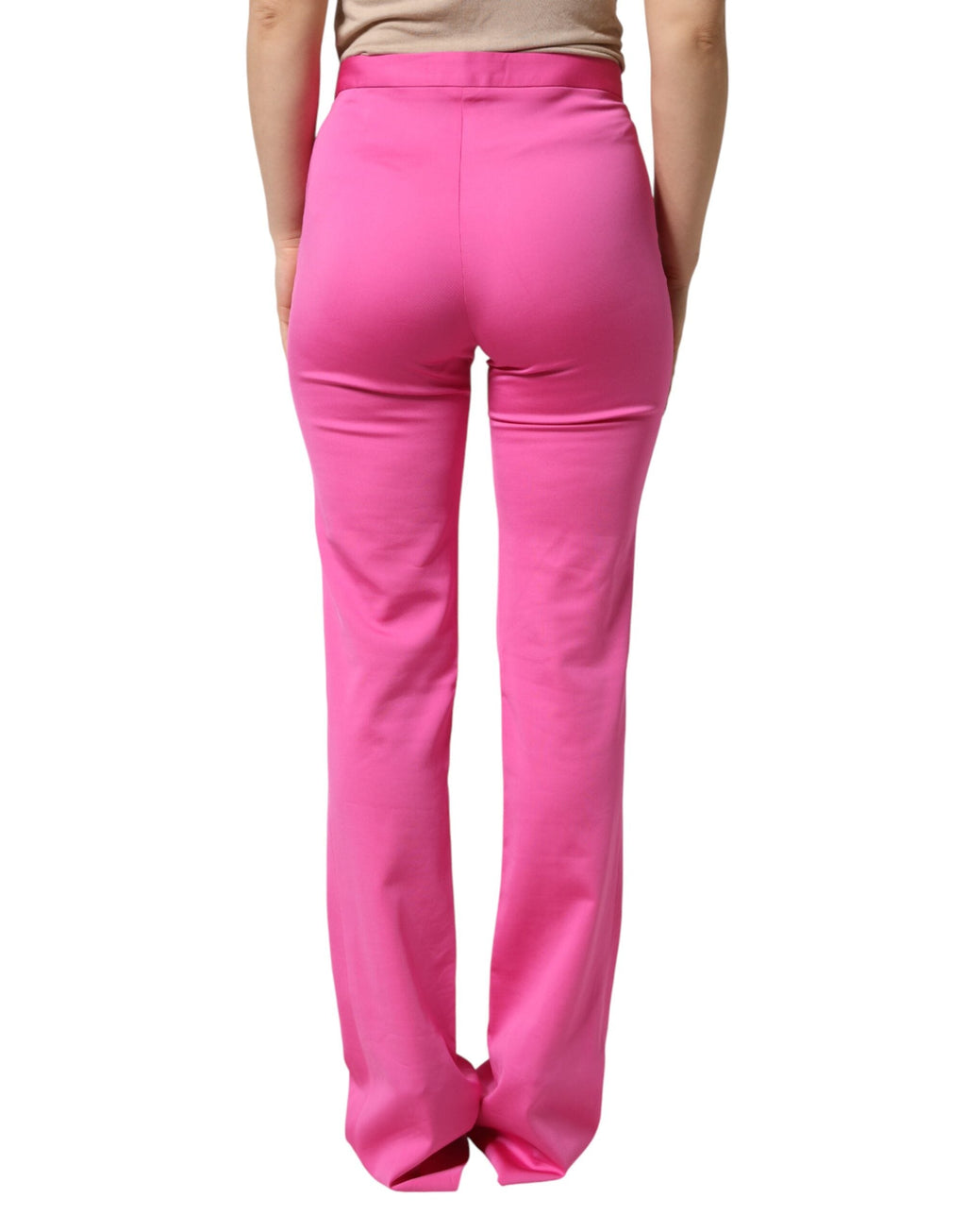 Versace Pink Viscose High Waist Straight Casual Trouser Pants Versace