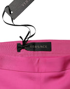 Versace Pink Viscose High Waist Straight Casual Trouser Pants Versace
