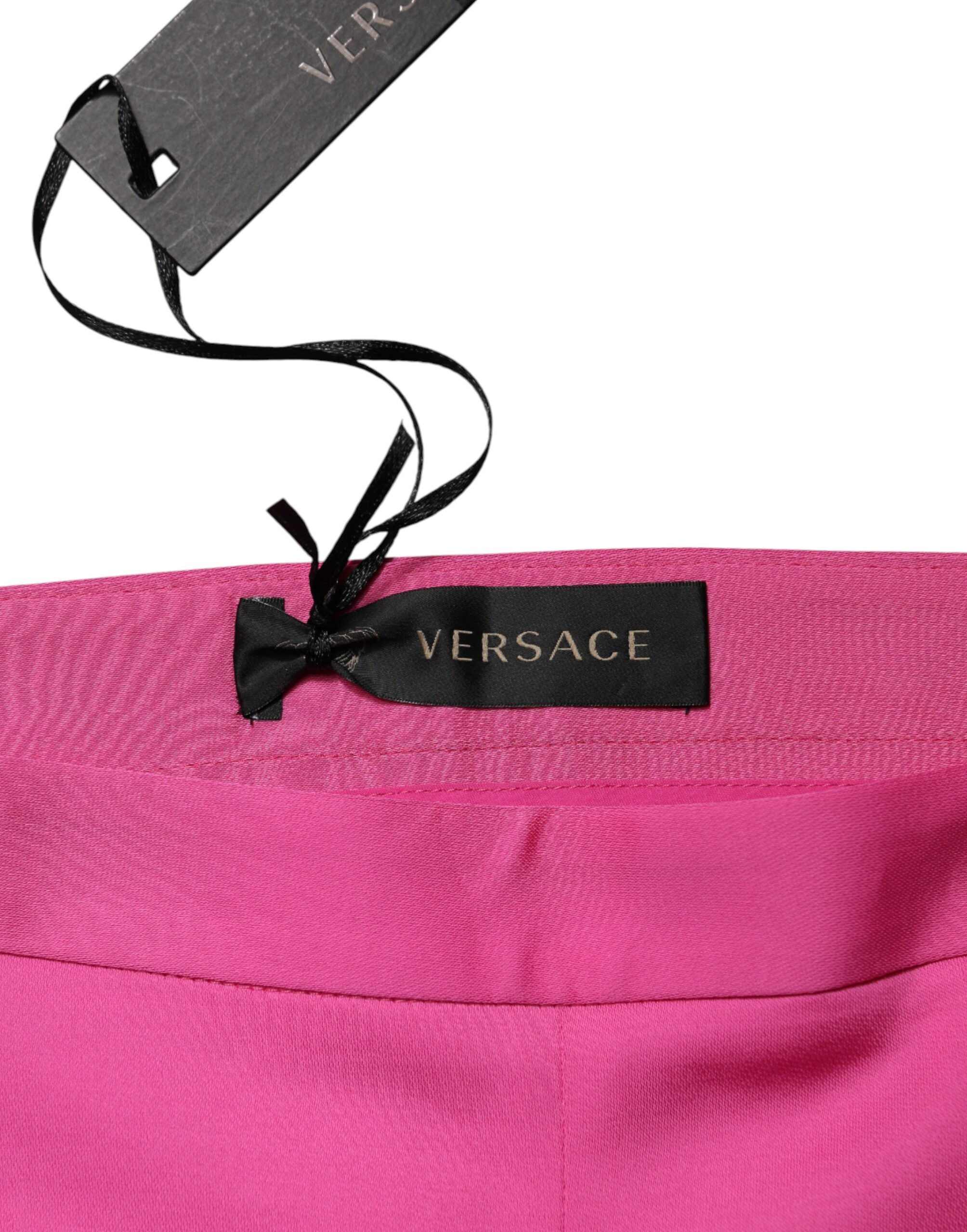 Versace Pink Viscose High Waist Straight Casual Trouser Pants Versace
