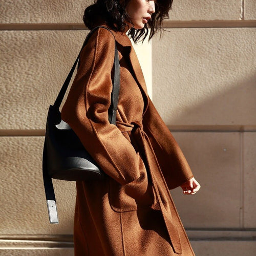 Autumn And Winter New Style Home Handmade Double-Sided Cloth Water Ripple Wool Coat Wool Cashmere Coat Women eprolo