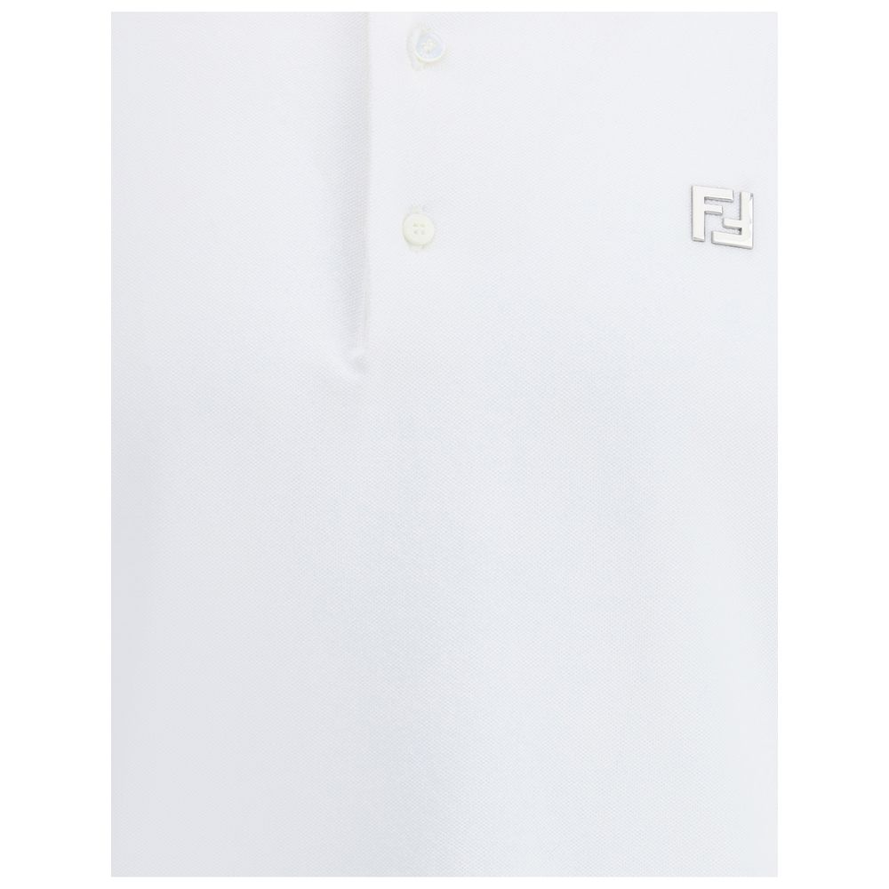 Fendi White Cotton Polo Shirt Fendi