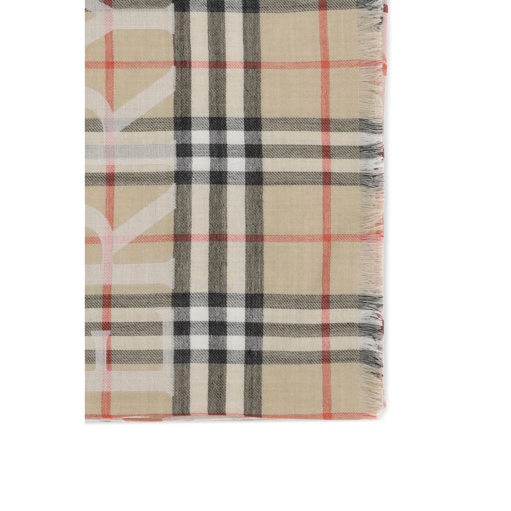 Burberry Beige Wool Scarf Burberry