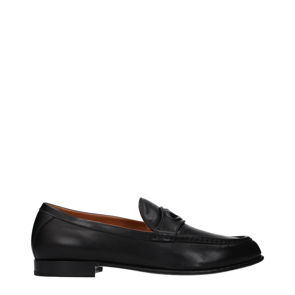 Valentino Garavani Black Leather Slip-On Loafers Valentino Garavani