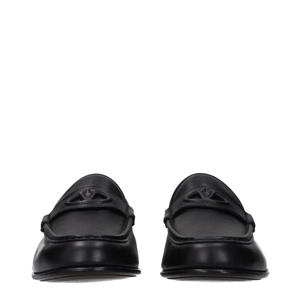 Valentino Garavani Black Leather Slip-On Loafers Valentino Garavani