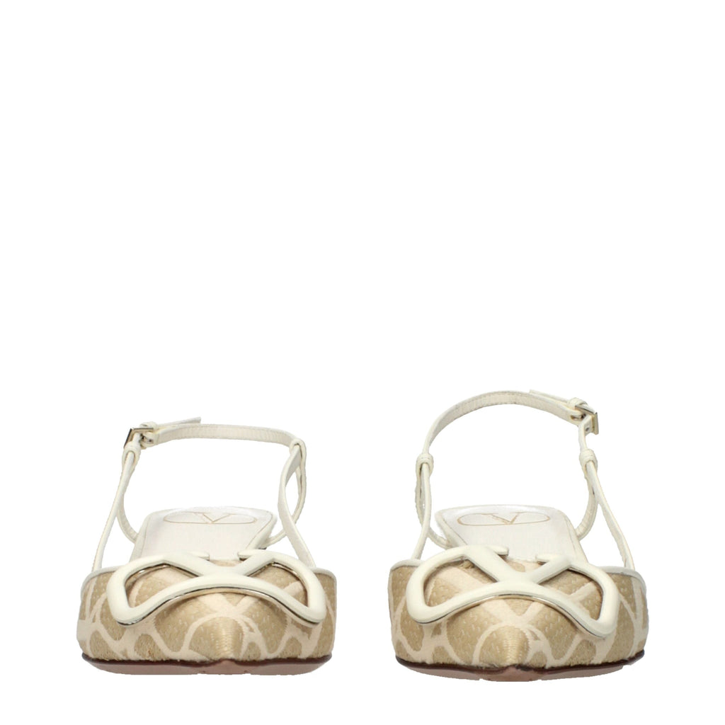 Valentino Garavani Beige Raffia Strap-On Sandals Valentino Garavani