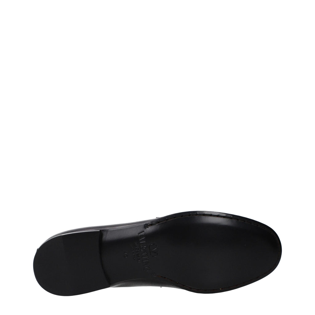 Valentino Garavani Black Leather Slip-On Loafers Valentino Garavani