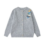 Loose Knit Cardigan with Floral Embroidery for Men and Women eprolo