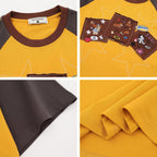 Fun Dog Applique Design Short Sleeve T-Shirt Men  Loose Fit Unisex Top eprolo