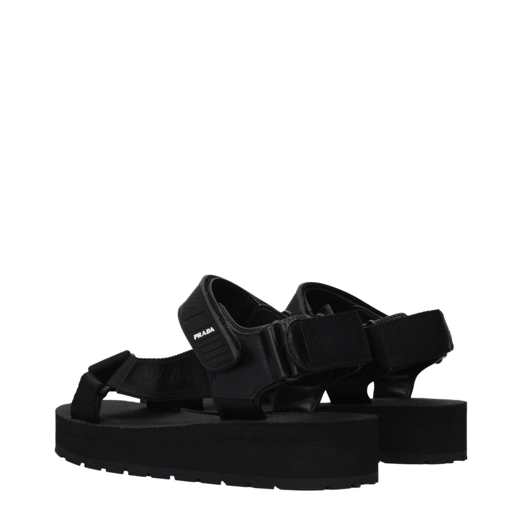 Prada Black Fabric Flat Sandals Prada