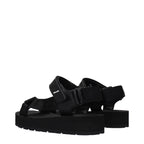 Prada Black Fabric Flat Sandals Prada