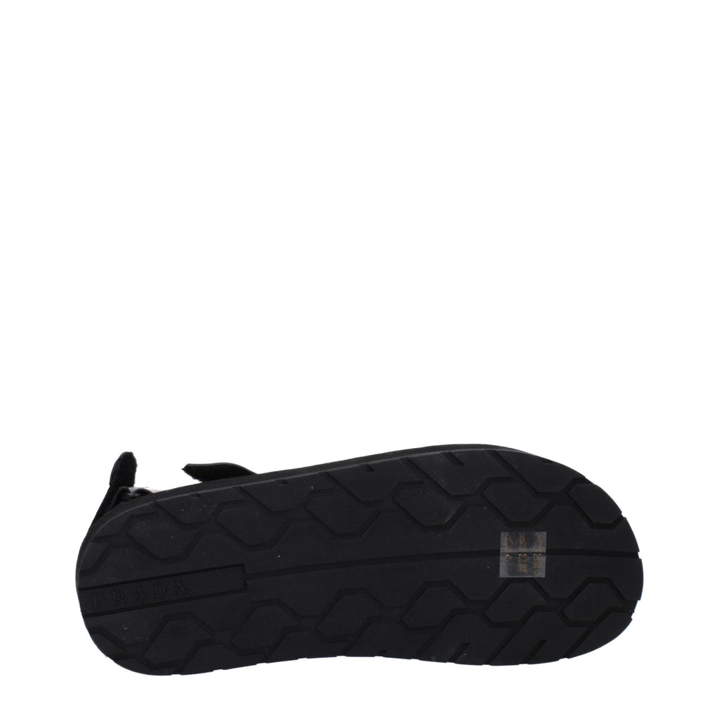 Prada Black Fabric Flat Sandals Prada