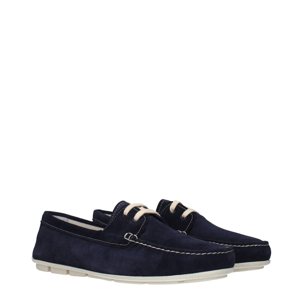 Prada Blue Leather Slip-On Loafers Prada