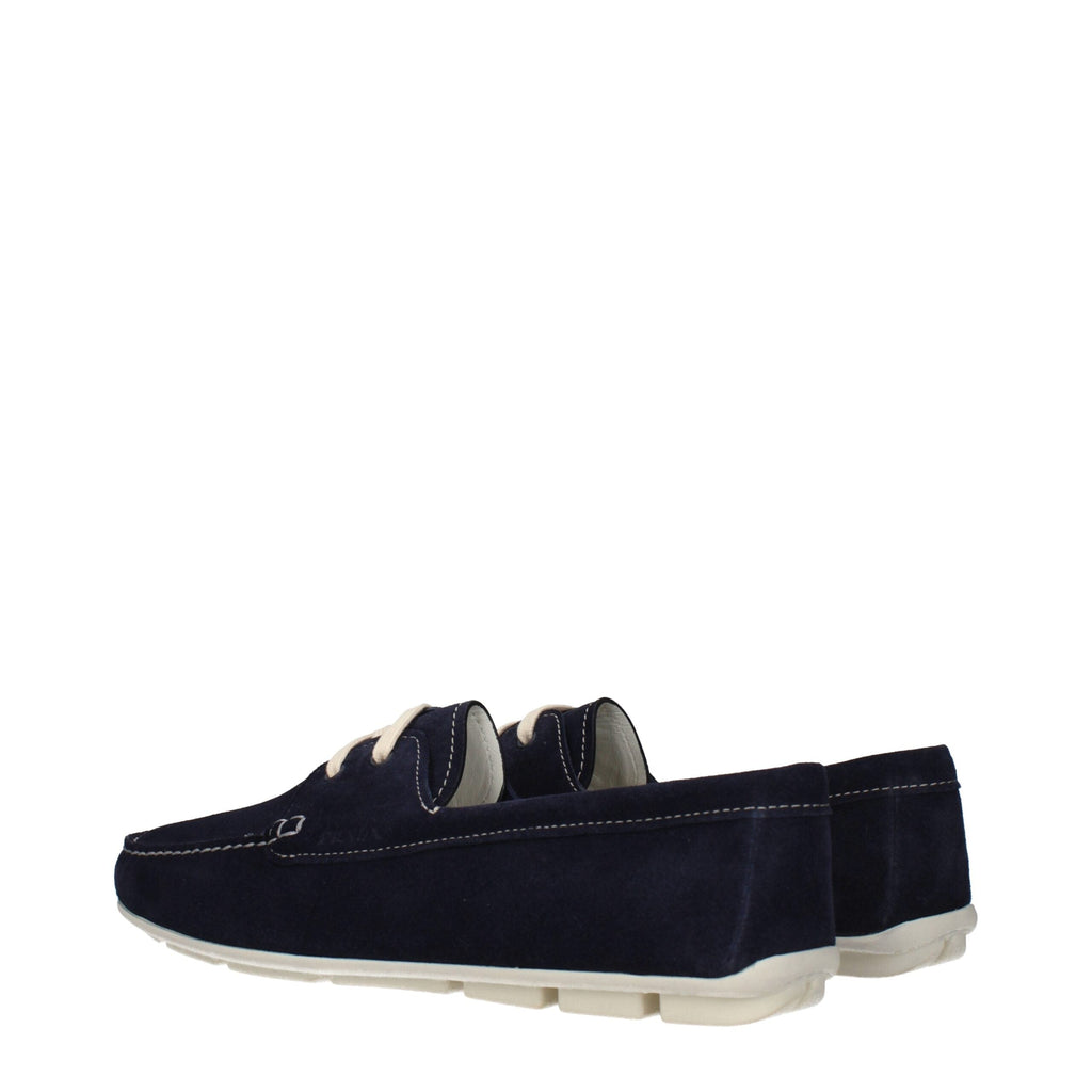 Prada Blue Leather Slip-On Loafers Prada