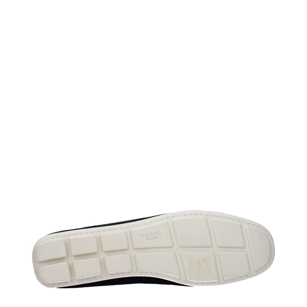 Prada Blue Leather Slip-On Loafers Prada