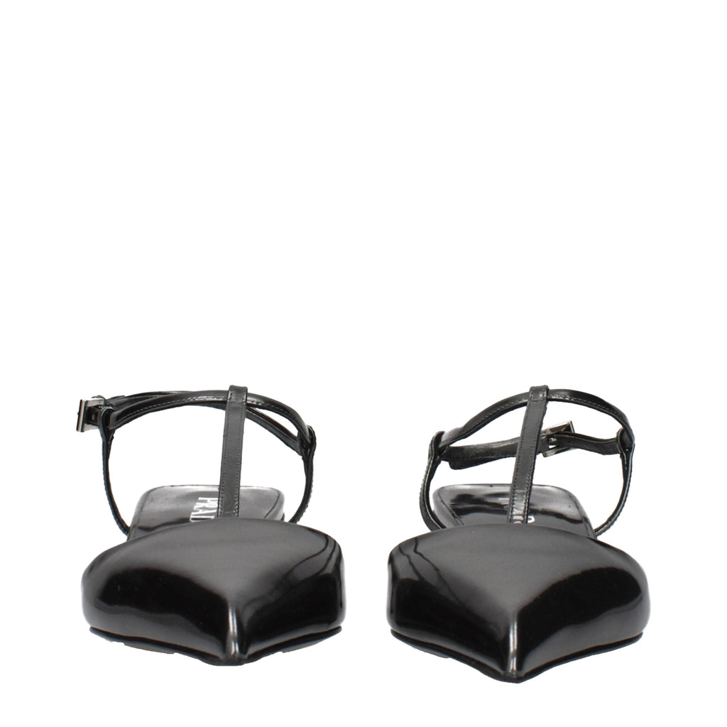 Prada Gray Leather Flat Sandals Prada