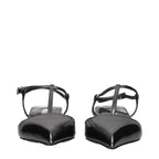 Prada Gray Leather Flat Sandals Prada