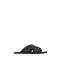 Fendi Black Calf Leather Bos Taurus Flat Sandals Fendi
