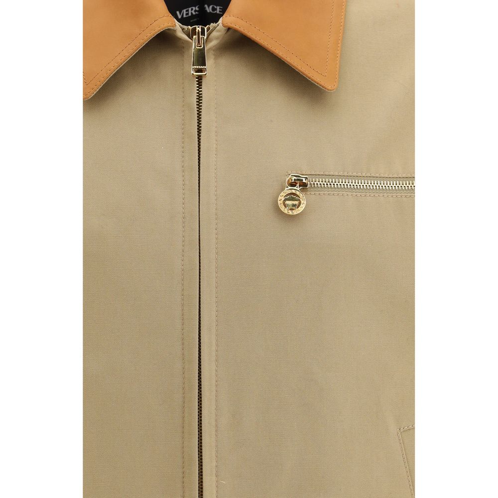 Versace Beige Cotton Full-Length Jacket Versace