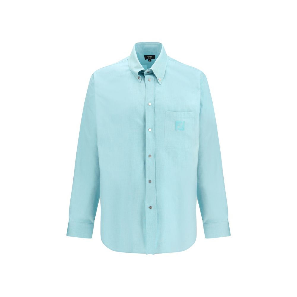 Fendi Blue Cotton Dress Shirt Fendi