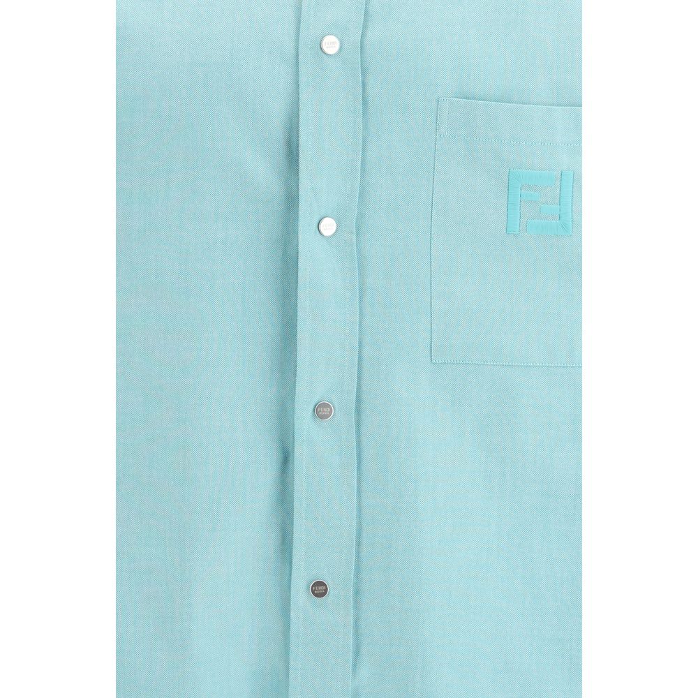 Fendi Blue Cotton Dress Shirt Fendi