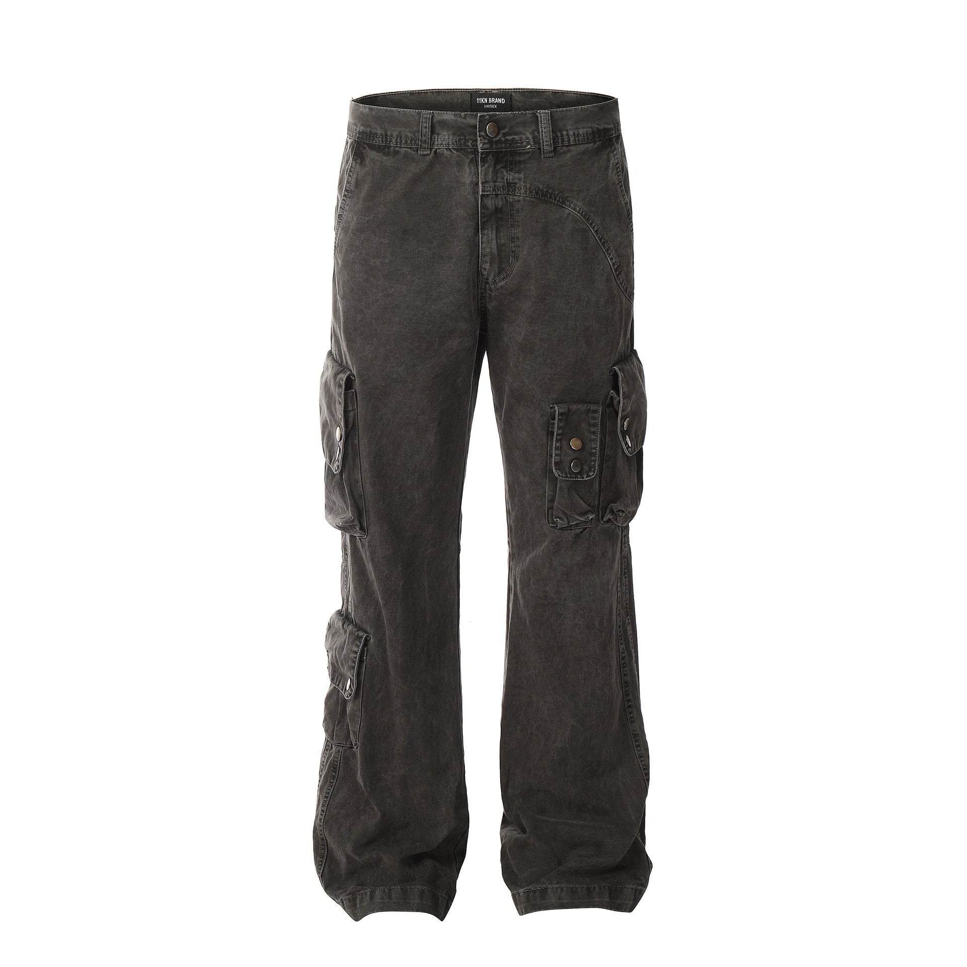 Heavyweight Multi-Pocket Tie-Dye Design Denim Trousers Straight Leg for Men and Women eprolo