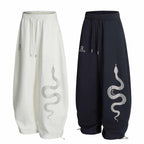 Retro Rhinestone Snake Print Casual Pants Men Street Loose Sport Sweatpants Jazz Hip-Hop Dance Pants eprolo