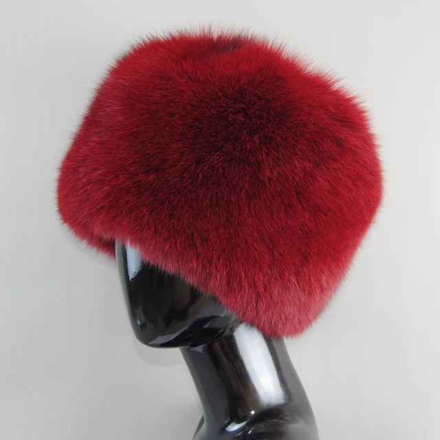Fashion Real Fur Hats Winter Hats For Women Natural Fox Fur Beanies Real Fox Bomber Hat Fluffy Popular Russian Female Round Cap eprolo