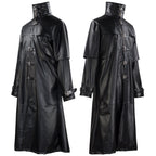Plague Doctor Cosplay Costume Medieval Retro Fitted Button-Down Long PU Leather Jacket for Men Halloween eprolo