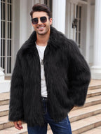 Men Faux Fox Fur Jacket Coat Winter Thick Fluffy Long Sleeve Lapel Warm Shaggy Outerwear Luxury Fur Jacket Bontjas Jackets Mens eprolo