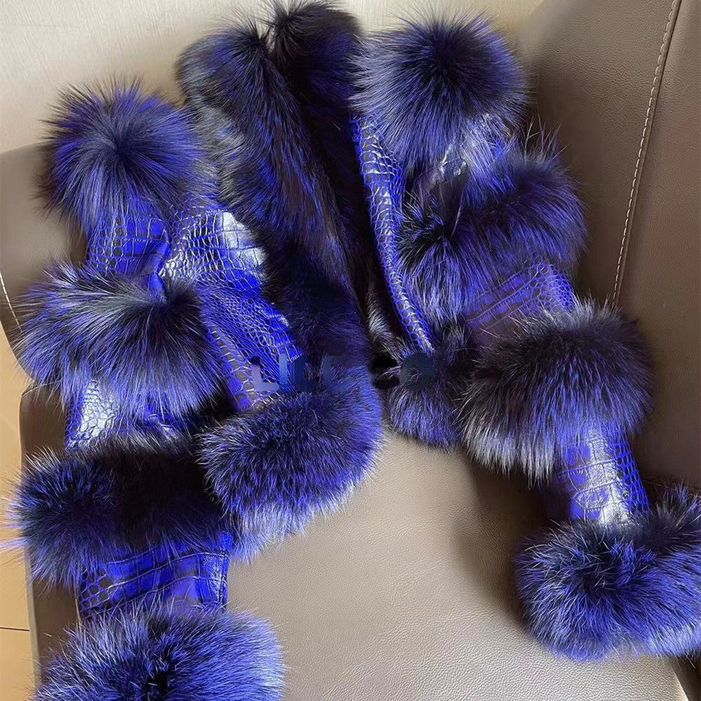 Elegant Bright Patent Leather Pattern Sheepskin Fashion Short Fox Fur Coat LittleYogaSocks
