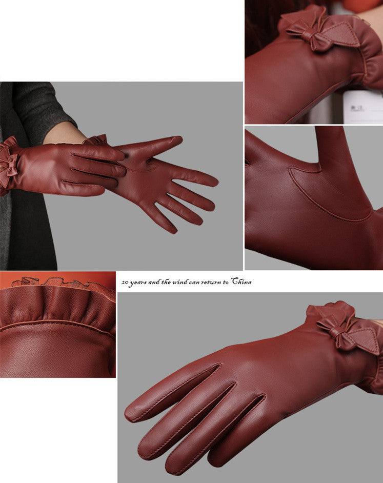 Women's Winter Warm Touch Screen Leather Gloves LittleYogaSocks