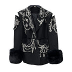 European And American Suit Jacket Women's Fox Fur Fur Diamond Studded By Hand Plus Cotton Coat LittleYogaSocks