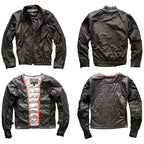 Men's Genuine Leather Stand Collar Slim Motorcycle Suit VELORIA - Thread of Generations