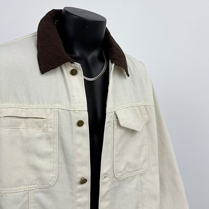 Color blocking patchwork denim workwear jacket for men in spring and autumn eprolo