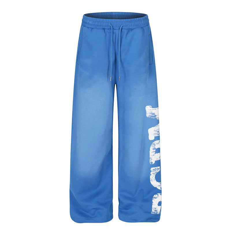 Style Oversized Letter Heavy Washed Distressed Sweatpants for Men and Women, Loose Casual Jazz Dance Wide Leg Pants eprolo