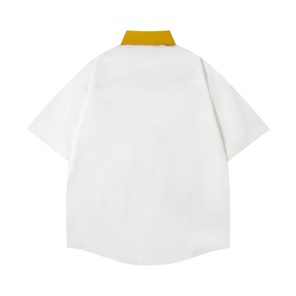 Colorblock Cartoon Print Casual Short Sleeve Shirt for Men and Women Couples Loose Fit eprolo