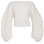 Spring Women Knitted Pullover Sweater Streetwear Boat Neck Long Sleeve Cropped Tops Fashion Red And White eprolo