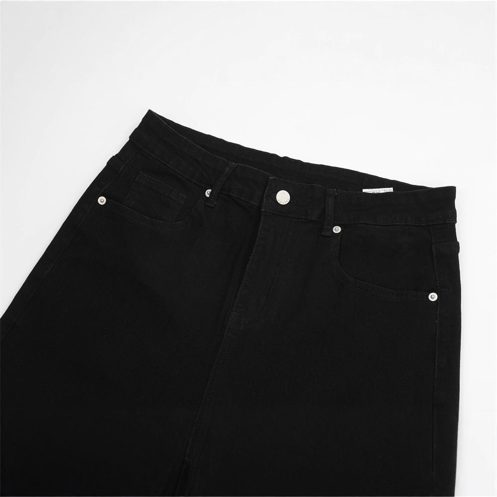 Streetwear Men's Denim Jeans, Distressed Hem Straight Leg  Brand Loose Fit Casual Pants eprolo