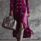 Chic British Style Double-Breasted Fitted Velvet Dress with Suit Collar for Women eprolo