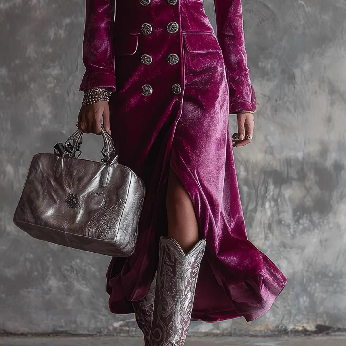 Chic British Style Double-Breasted Fitted Velvet Dress with Suit Collar for Women eprolo