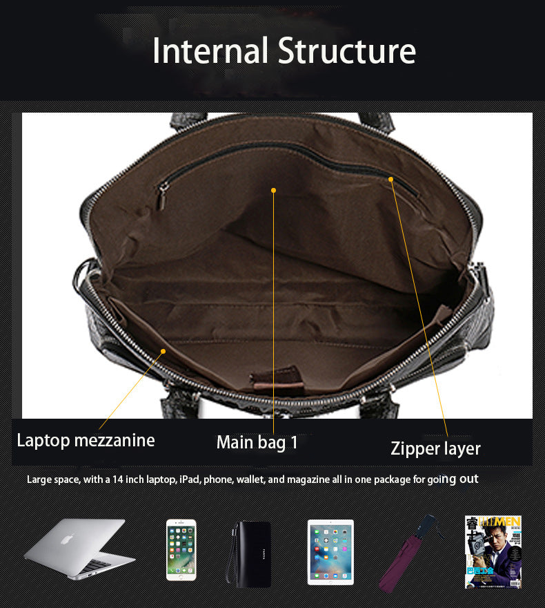 Crocodile Handbags for Men Genuine Leather Laptop Bag High Quality Leather A4 Business Shoulder Bags Male Large Briefcases eprolo
