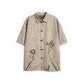Flower horn button suede loose short sleeved shirt for men eprolo