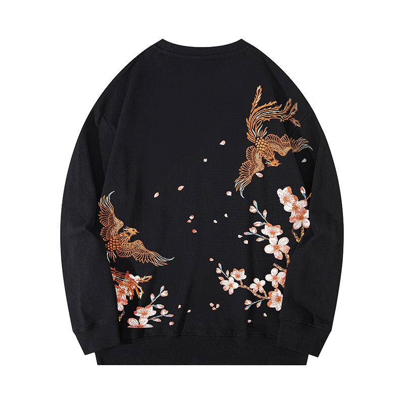 National trend phoenix embroidery long-sleeved sweatshirt men autumn and winter trendy brand loose round neck jacket eprolo