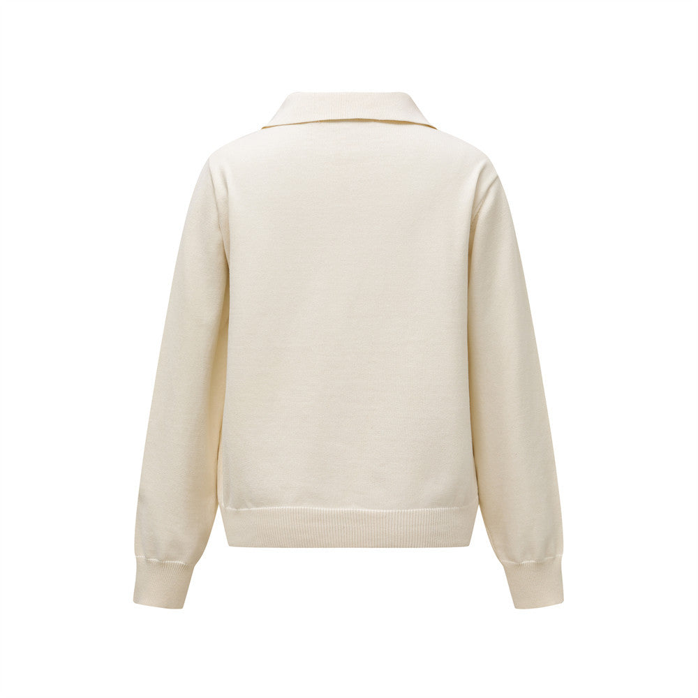 Knitted Sweater with Tie for Women Loose Casual Long Sleeve Collar Sweater eprolo