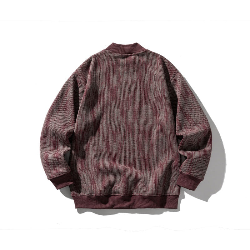Dyeing Color-blocked Loose Long Sleeve Mock Neck Sweatshirt Men eprolo